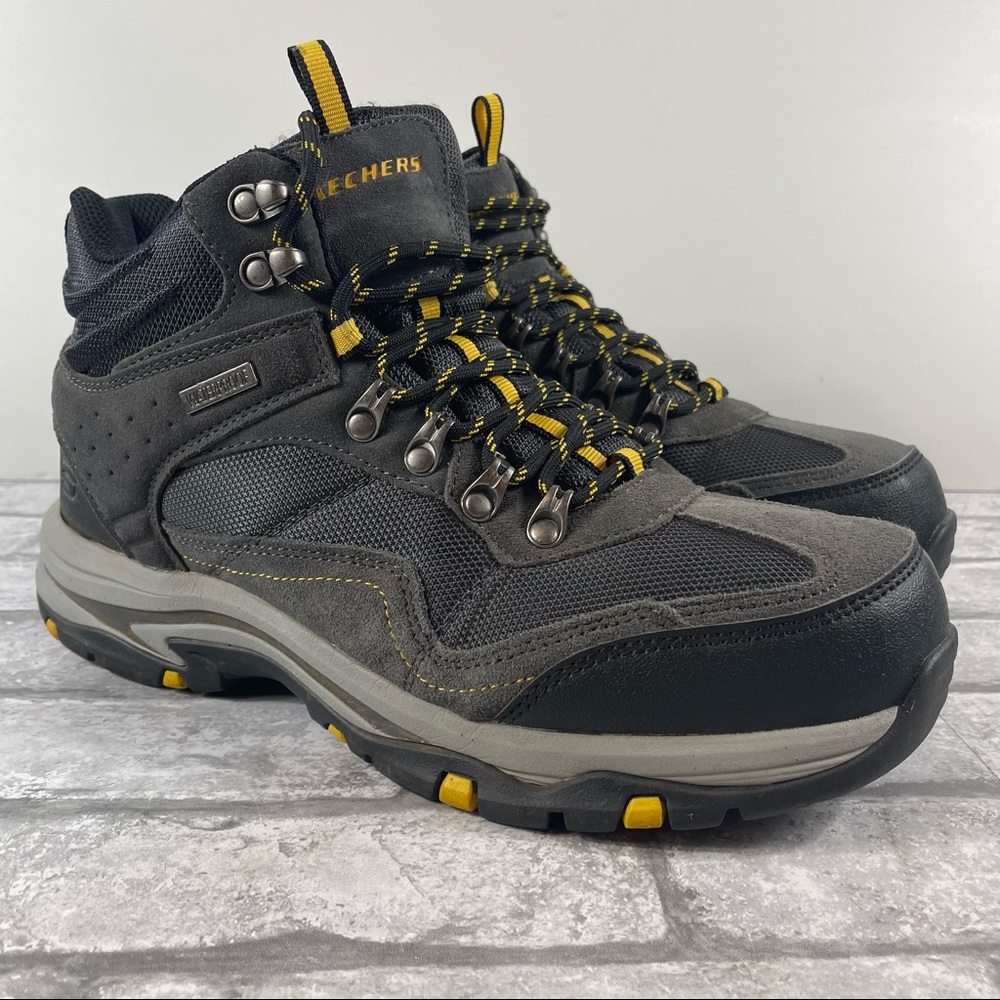 Skechers Relaxed Fit Waterproof Memory Foam Air Cooled work hiking boots gray 9